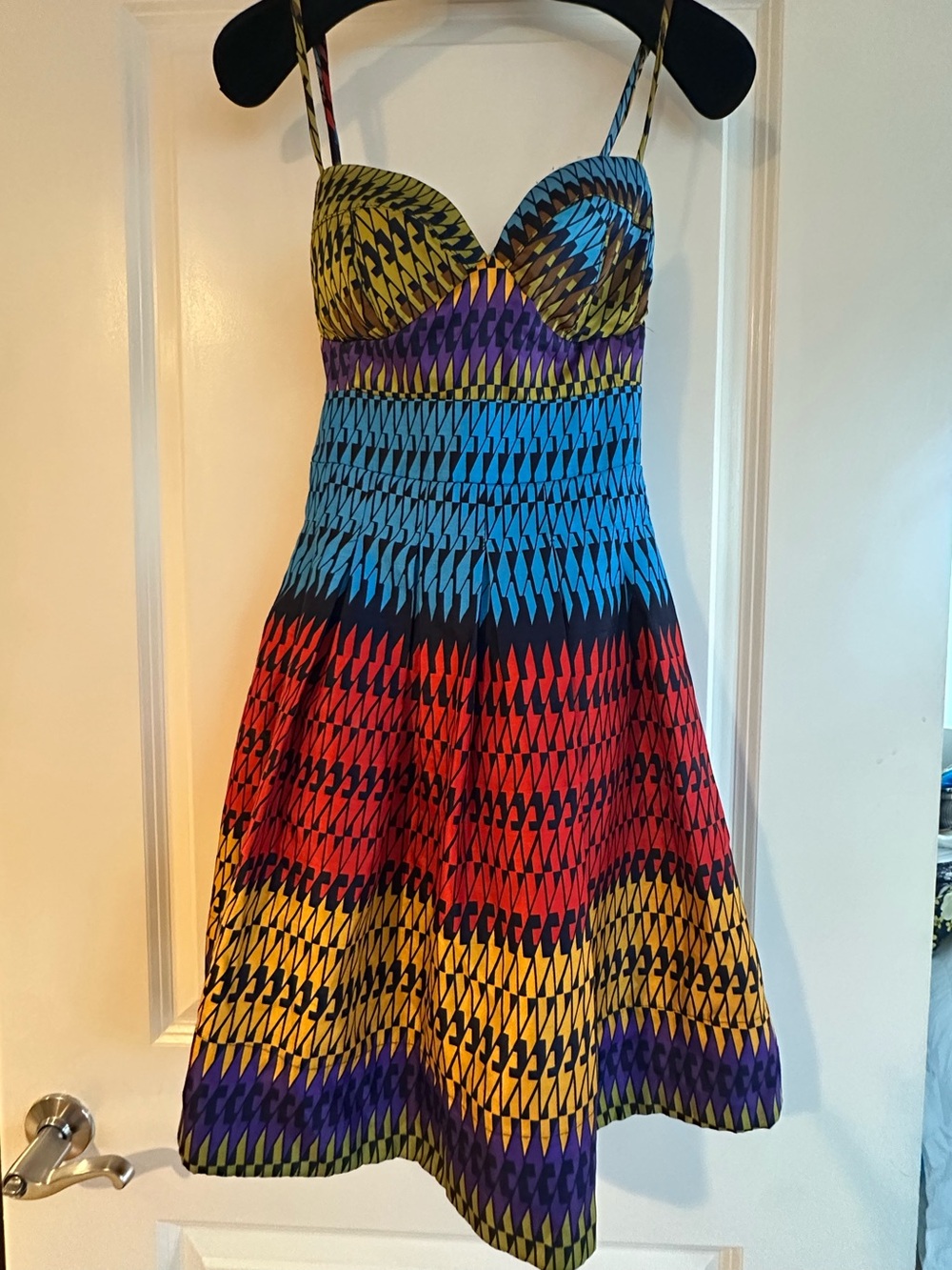 Vintage Multicolor Geometric Fit & Flare Mini Dress - Rubber Ducky Productions